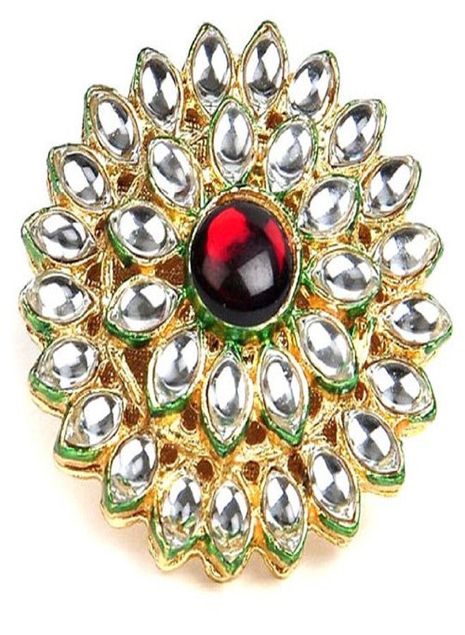 Shining Diva Kundan Floral Ring for Women (White)(1601r) - Image 1