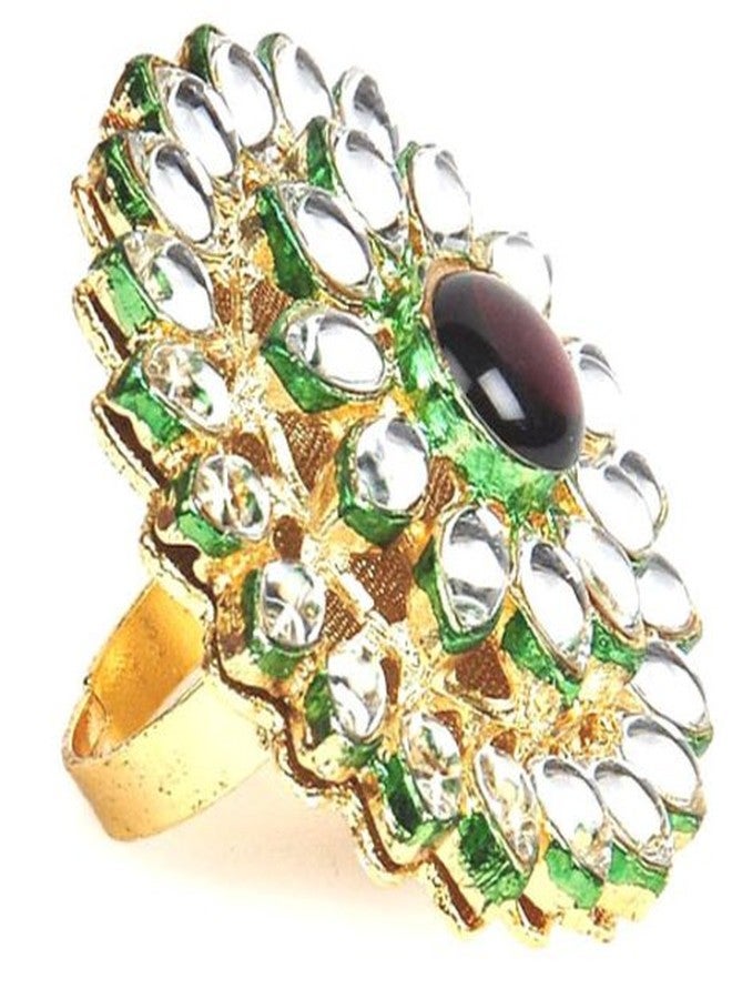 Shining Diva Kundan Floral Ring for Women (White)(1601r) - Image 2