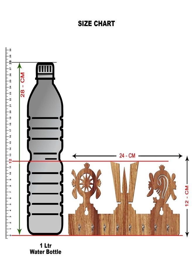 يامي حامل مفاتيح على شكل يامي MDF Wood God Tirupati Balaji Tika (8 خطافات، بيج) - Image 5