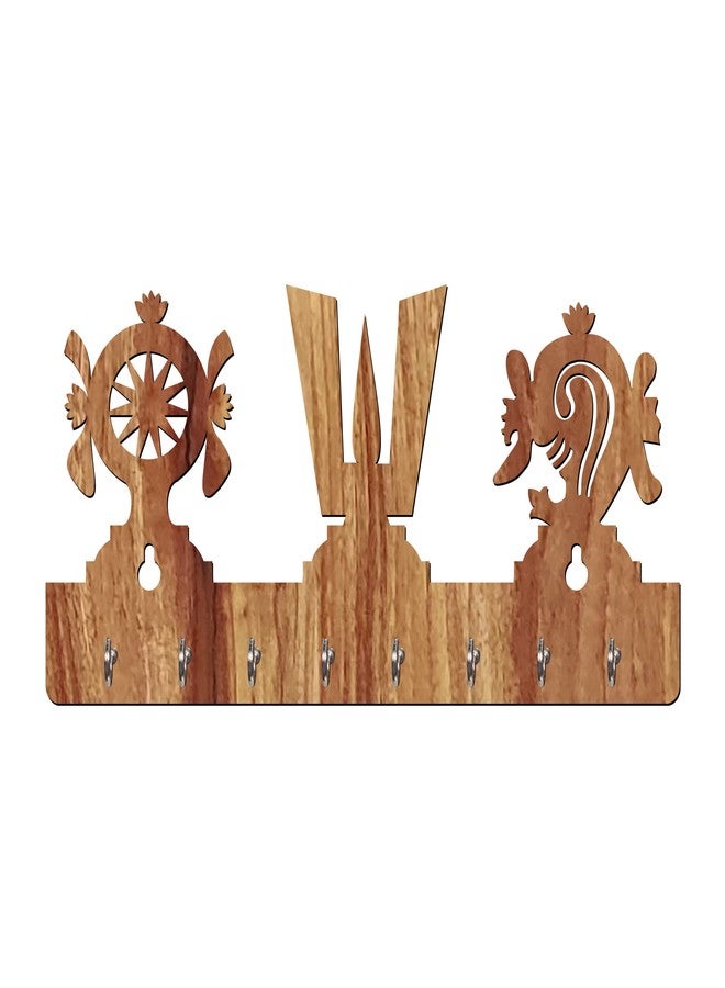 يامي حامل مفاتيح على شكل يامي MDF Wood God Tirupati Balaji Tika (8 خطافات، بيج) - Image 3