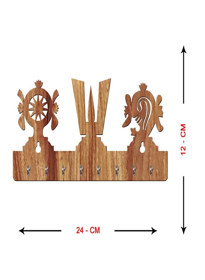 يامي حامل مفاتيح على شكل يامي MDF Wood God Tirupati Balaji Tika (8 خطافات، بيج) - Image 4