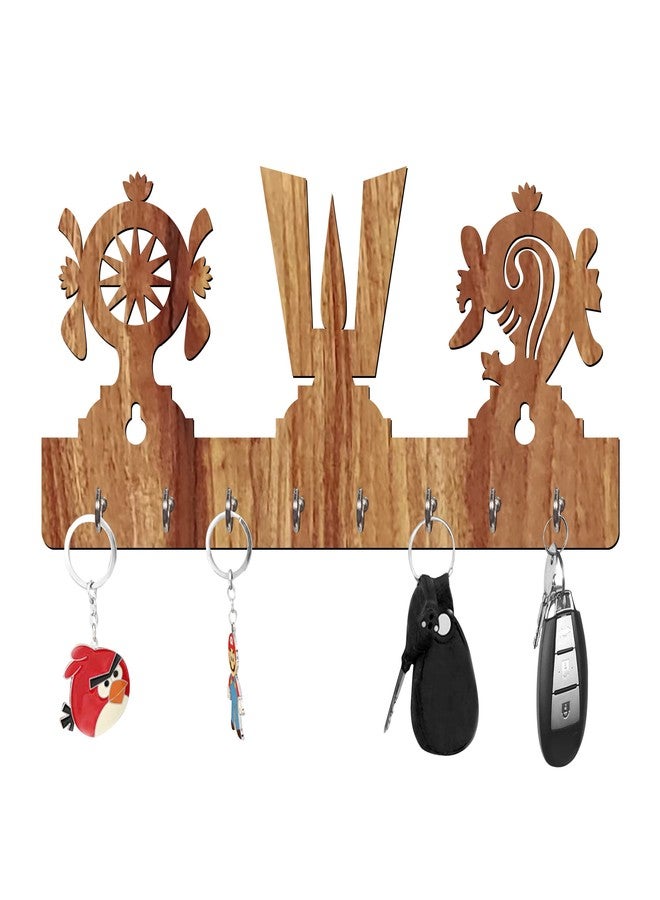 يامي حامل مفاتيح على شكل يامي MDF Wood God Tirupati Balaji Tika (8 خطافات، بيج) - Image 2