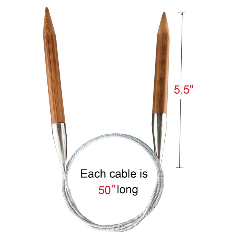 Weabetfu Bamboo Circular Knitting Needle,60-inch Length for Handmade Creative DIY and Any Weave Yarn Projects,US Size 15(10mm) - Image 2