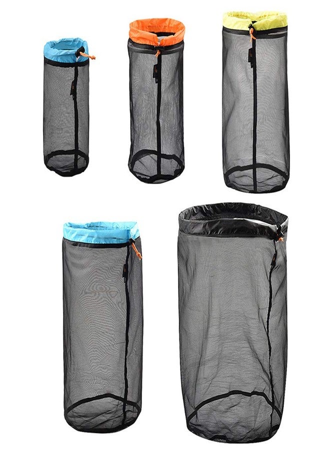 Mollytek Mesh Stuff Sack Set (S&M&L&XL&XXL) Nylon Mesh Drawstring Storage Bag Ultralight Ditty Bags for Camping Travel Hiking Outdoor Sports Backpacking Sleeping Bag Set of 5 - Image 1