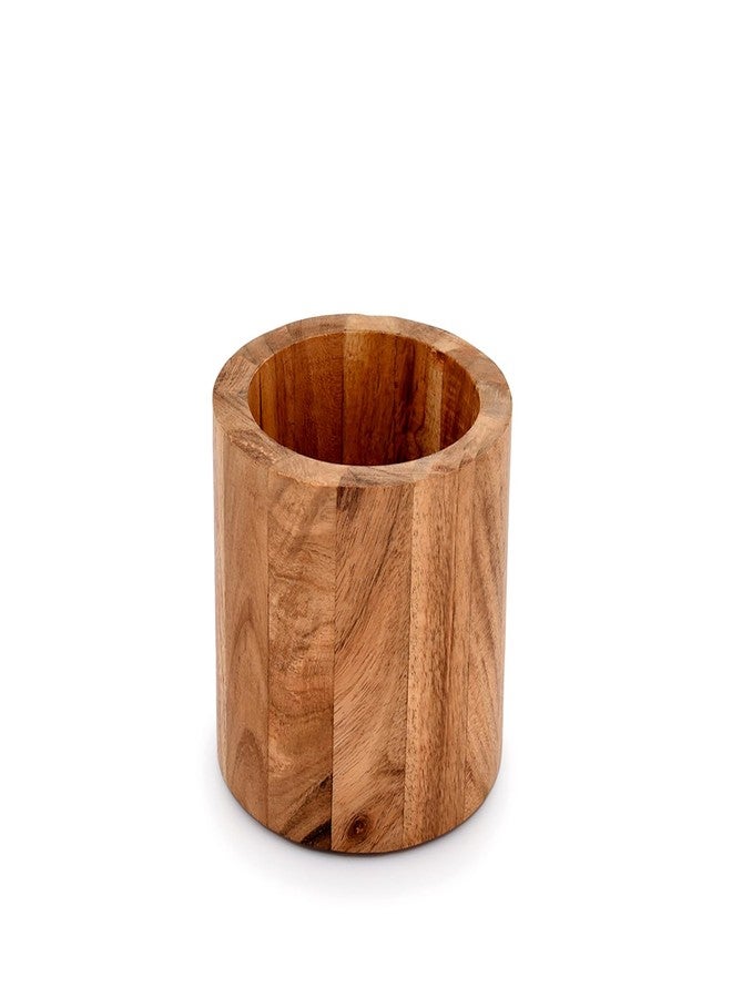 NIRMAN Acacia Wood Pencil/Pen Holder for desk, Round Desktop Organizer for Desk Multi Purpose Use for Home School Office Supplies (4" x 4" x 4") - Image 2