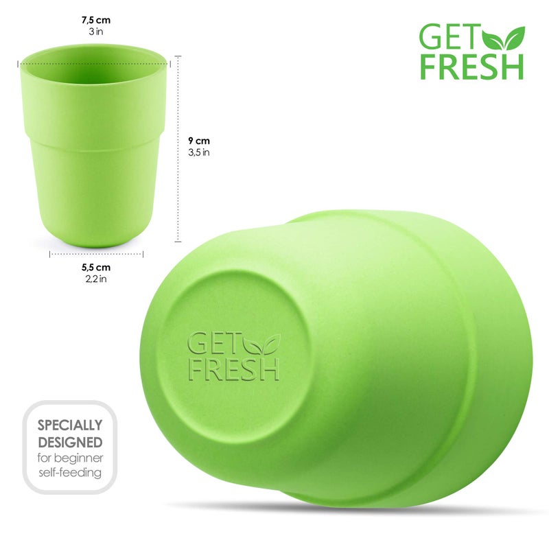 Get Fresh Bamboo Kids Cups, 4 Pack Set, Stackable Bamboo Drinking Cups, Bamboo Kids Dinnerware Set, Bamboo Toddler Cups, Dishwasher Safe and Stackable - Image 3