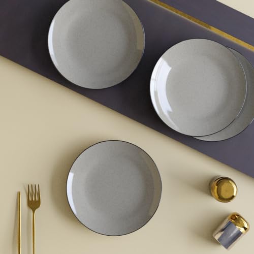 The Earth Store Handcrafted Glossy Grey Marble 4 Piece10 Inch Ceramic Dinner Plates Microwave & Dishwasher Safe Ceramic Plates for Dinner | Full Plates Set of 4 | Dinner Full Plates Diwali Gifts Item - Image 1