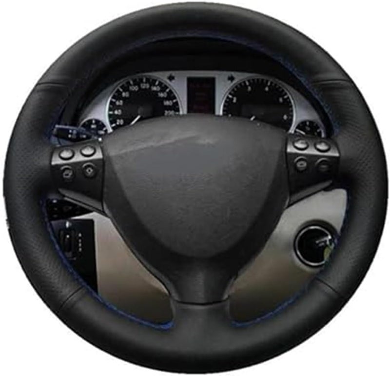 Wivplex Hand-Stitched Black Microfiber Leather Steering Wheel Cover - Image 1