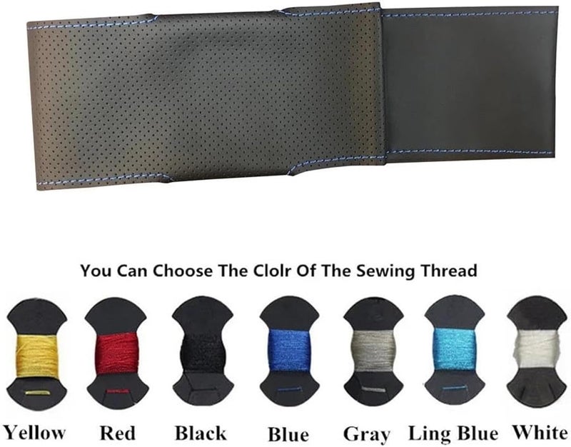 Wivplex Hand-Stitched Black Microfiber Leather Steering Wheel Cover - Image 3