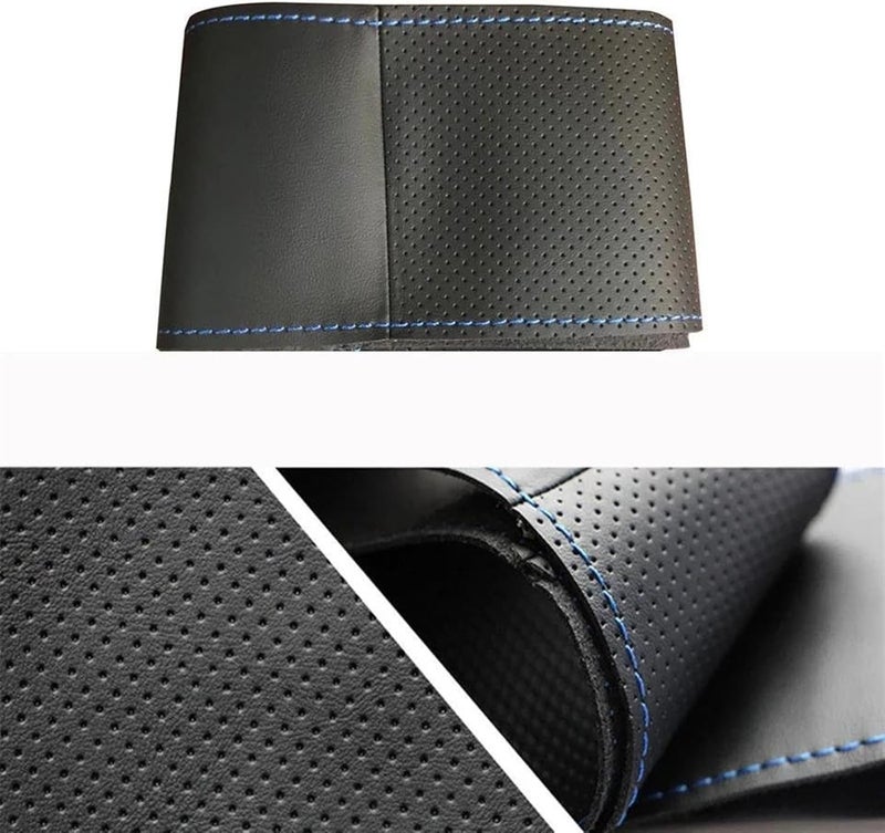 Wivplex Hand-Stitched Black Microfiber Leather Steering Wheel Cover - Image 2