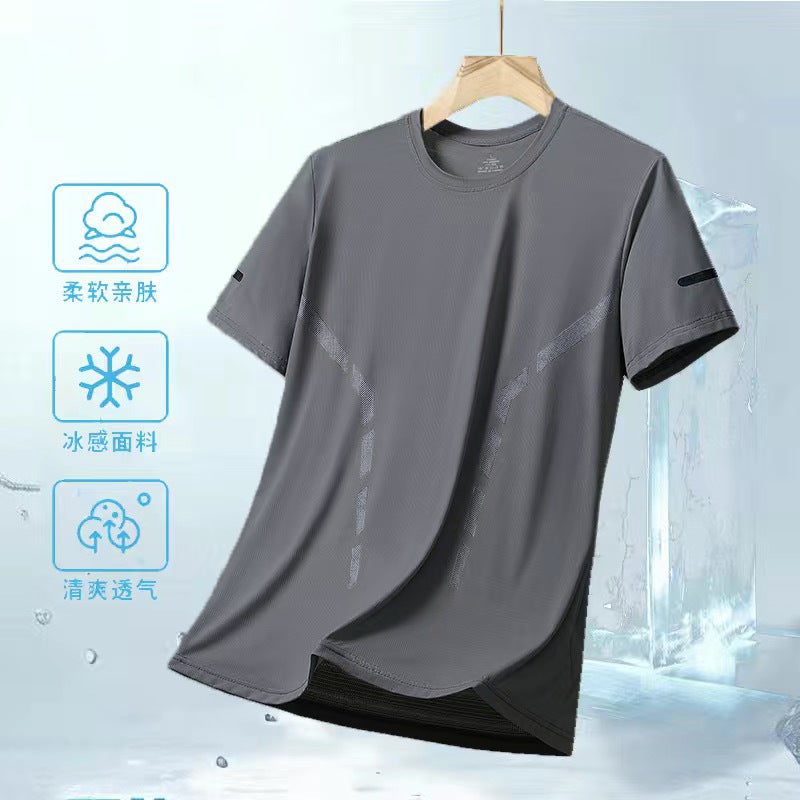 Ice Silk Quick-Drying T-Shirt Summer Casual Men'S Short Sleeve T-Shirt Loose Sports Printing Breathable Jacket A Generation Of Hair - Image 5