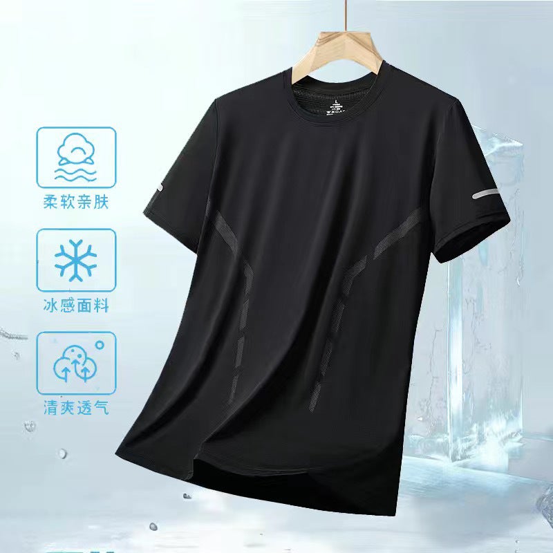 Ice Silk Quick-Drying T-Shirt Summer Casual Men'S Short Sleeve T-Shirt Loose Sports Printing Breathable Jacket A Generation Of Hair - Image 4