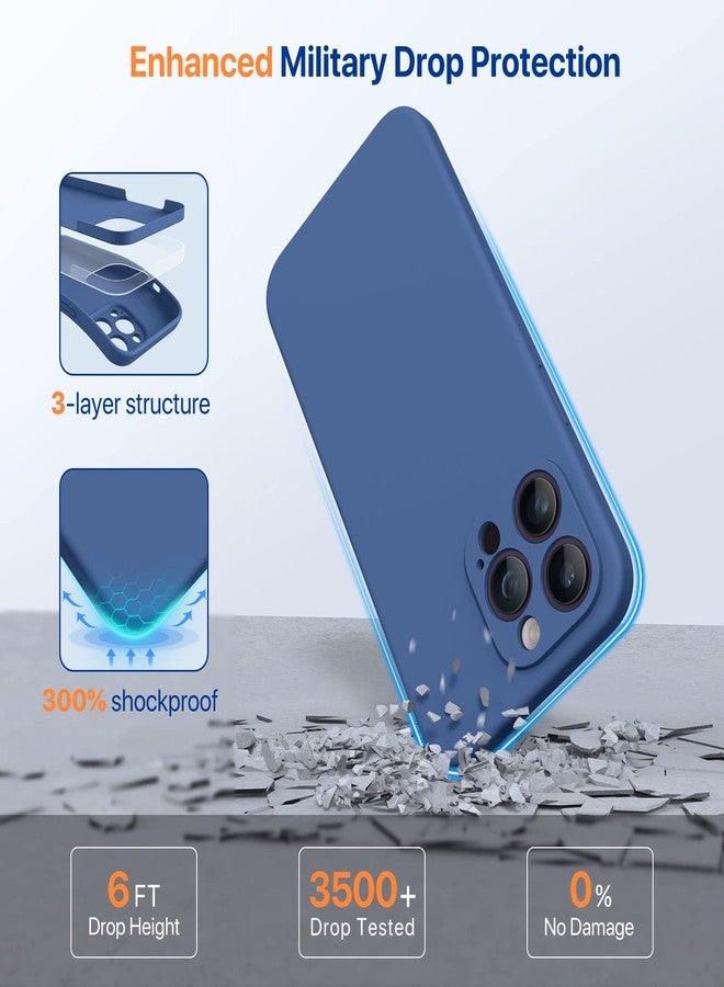 Miracase Designed for iPhone 14 Pro Case with Screen Protector, [Upgraded Camera Protection], Shockproof Liquid Silicone Rubber Phone Case Cover for 14 Pro 6.1 inch (Abyss Blue) - Image 4