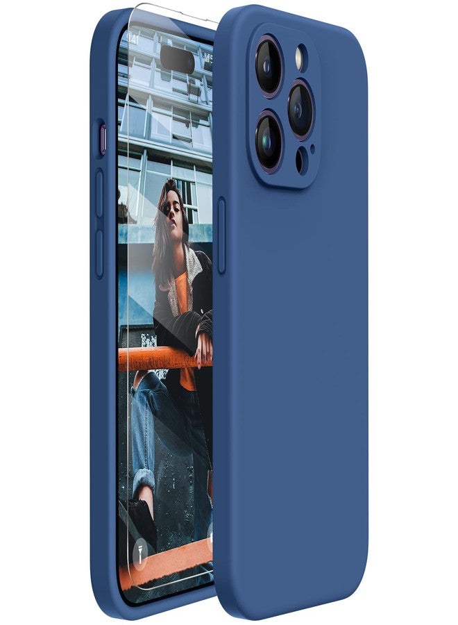 Miracase Designed for iPhone 14 Pro Case with Screen Protector, [Upgraded Camera Protection], Shockproof Liquid Silicone Rubber Phone Case Cover for 14 Pro 6.1 inch (Abyss Blue) - Image 1