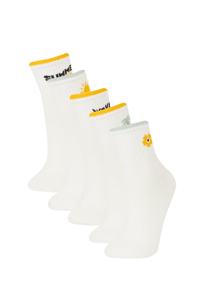 DeFacto Woman Printed 5 Piece Short Socks - Image 1