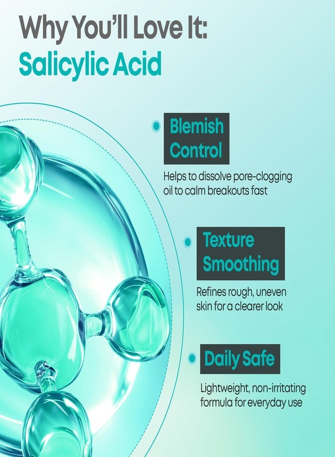 NINELESS Molecule-Clear Salicylic Acid Serum - Korean Skincare BHA Deep Pore Exfoliating for Oily Acne Prone Skin - Panthenol, Sodium Hyaluronate - Hydrating, Soothing, Sebum Control, 1.01 fl oz - Image 3