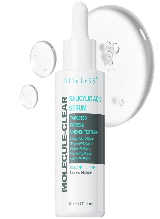 NINELESS Molecule-Clear Salicylic Acid Serum - Korean Skincare BHA Deep Pore Exfoliating for Oily Acne Prone Skin - Panthenol, Sodium Hyaluronate - Hydrating, Soothing, Sebum Control, 1.01 fl oz - Image 1