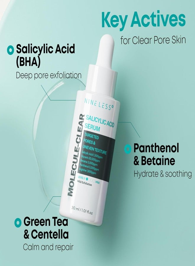 NINELESS Molecule-Clear Salicylic Acid Serum - Korean Skincare BHA Deep Pore Exfoliating for Oily Acne Prone Skin - Panthenol, Sodium Hyaluronate - Hydrating, Soothing, Sebum Control, 1.01 fl oz - Image 5