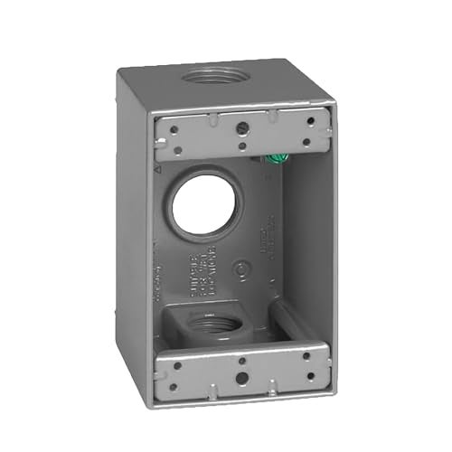 Sigma Electric SIGMA ENGINEERED SOLUTIONS 14256 Metal Electrical Outlet Box, Weatherproof, Easy Mount Plug and Receptacle Protector, Gray, (3) 3/4-Inch Holes, 1 Gang Deep Box - Image 4