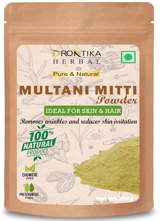 Drontika Wild & Pure 100% Pure Multani Mitti Powder (Fuller's Earth) Skin Face Clays (200g) - Image 1