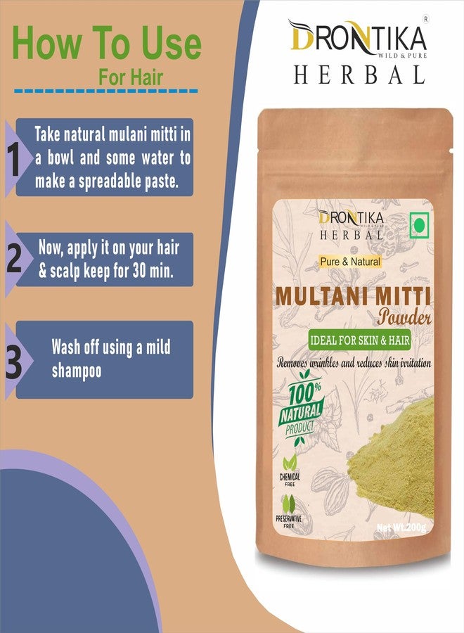 Drontika Wild & Pure 100% Pure Multani Mitti Powder (Fuller's Earth) Skin Face Clays (200g) - Image 4