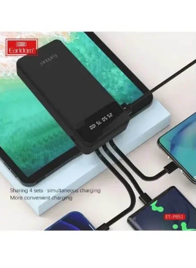 Earldom ET-PB51 Power Bank 20000mAh, High Capacity Portable Charger with Dual USB Ports, Fast Charging Technology, LED Display, Compact Design for Smartphones, Tablets, Laptops – Reliable, Efficient & Ready for On-the-Go Use - Image 2