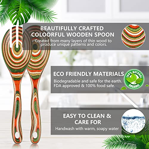 wosponfan Salad Tongs, Wooden spoons, Salad Tongs for Serving, WOSPONFAN 10-inch Pakkawood Serving Utensils Set Salad Servers Set Kitchen Cooking Utensil - Image 5