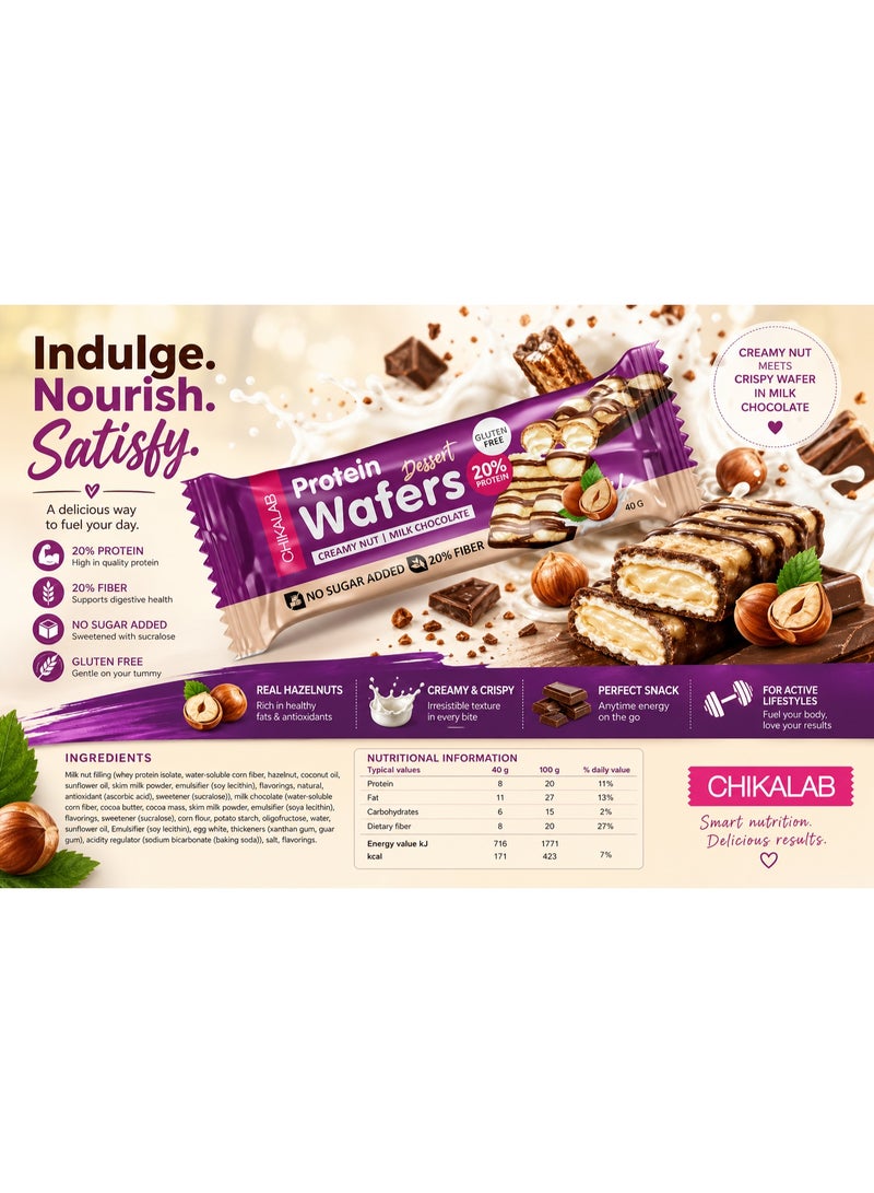 Chikalab Protein Wafer Bar | 20% High Protein Wafer Snack | Fitness Protein Sweet Treat for Muscle Recovery & Daily Protein Intake | Gym Snack, Post-Workout, Snack 40g – Creamy Nut Dessert Milk Chocolate - Image 5