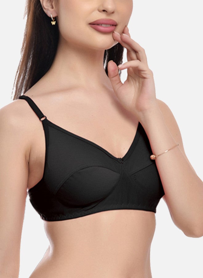 FIMS Black Non Wired Non Padded Full Coverage Everyday Bra - Image 5