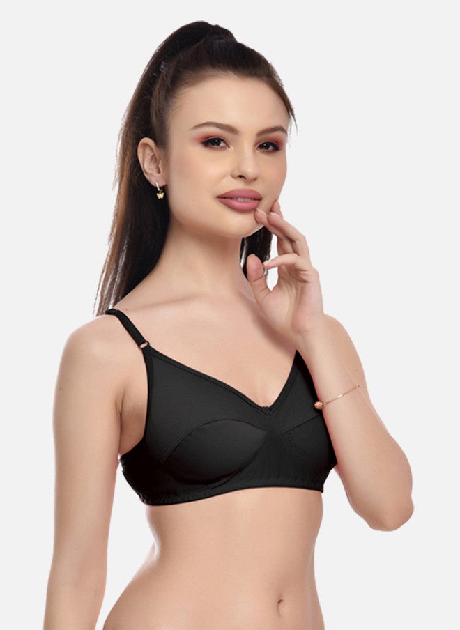 FIMS Black Non Wired Non Padded Full Coverage Everyday Bra - Image 2