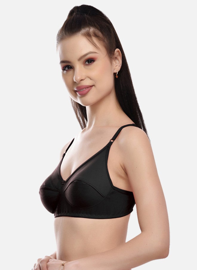 FIMS Black Non Wired Non Padded Full Coverage Everyday Bra - Image 3