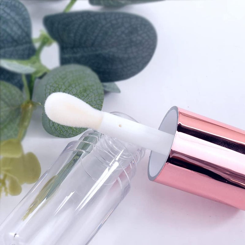 COSIDEA 50pcs Empty Round Silver 6ml big doe foot wand lip gloss tubes for DIY lipgloss lipgloss tube containers with thick wands, Rose Gold, Modern, Trendy Rose Gold - Image 2