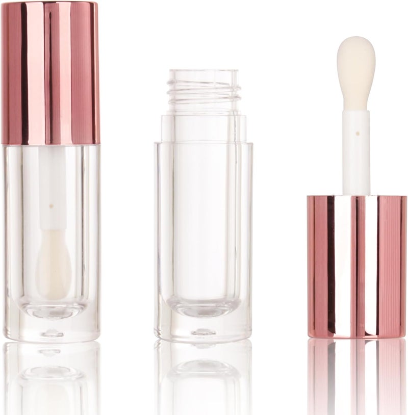 COSIDEA 50pcs Empty Round Silver 6ml big doe foot wand lip gloss tubes for DIY lipgloss lipgloss tube containers with thick wands, Rose Gold, Modern, Trendy Rose Gold - Image 1