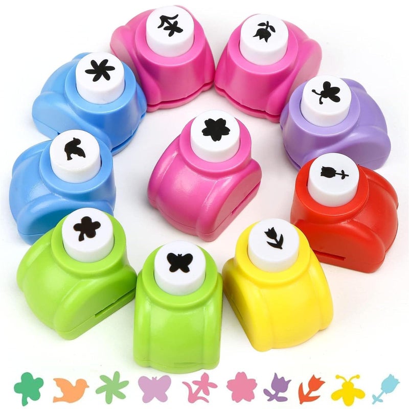 LOVEINUSA 10 PCS Flower Shaped Craft Hole Punch Set for DIY Crafting, Scrapbooking,Tissue Paper for Gift Bags, Festival Wedding Paper DIY Projects, Gift Tags, Mini Cutter Nail Arts Crafts - Image 1