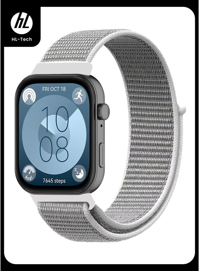 HL-Tech Nylon Band Suitable for Huawei Watch Fit 3/Fit 4/Fit 4 Pro Velcro Nylon Loop Strap Grey - Image 1