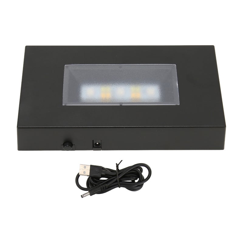 LED Light Stand Base USB Powered Multi Mode Assorted Colors Black ABS Rectangular Light Display Base for Glass Box - Image 1