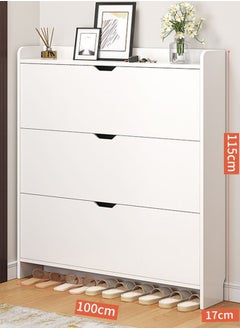 NKX Three Tier Shoe Rack Organizer Storage Foldable Closet with Doors for Living Room  - Image 1