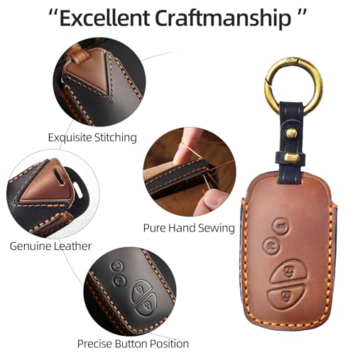 OFFCURVE غطاء مفتاح جلد OFFCURVE يناسب غطاء مفتاح سيارة لكزس متوافق مع لكزس ES350 GS300 GS430 GS450h GS460 F IS250 IS350 LS460 LX570 RX350 حامل مفتاح ذكي ملحقات السيارة، أسود - Image 4