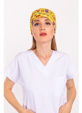 Nur Medikal Giyim Nur Medical Clothing Yellow Emojis Patterned Doctor Nurse Veterinary Cook Hospital Surgical Cap B158  - Image 2