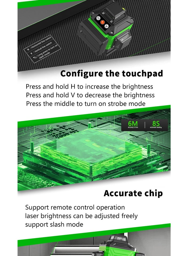 12-Line Green Laser Level – Self-Leveling Cross Line Laser with Remote & App Control, LCD Display, 360° Rotating Base, Tilt Mode, Adjustable Brightness, Waterproof & Dustproof – Single Battery Version - Image 5