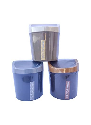 PLASTO WORLD PLASTO WORLD Decor Table Top Dustbin With Swinging Lid Multicolor  - Image 3
