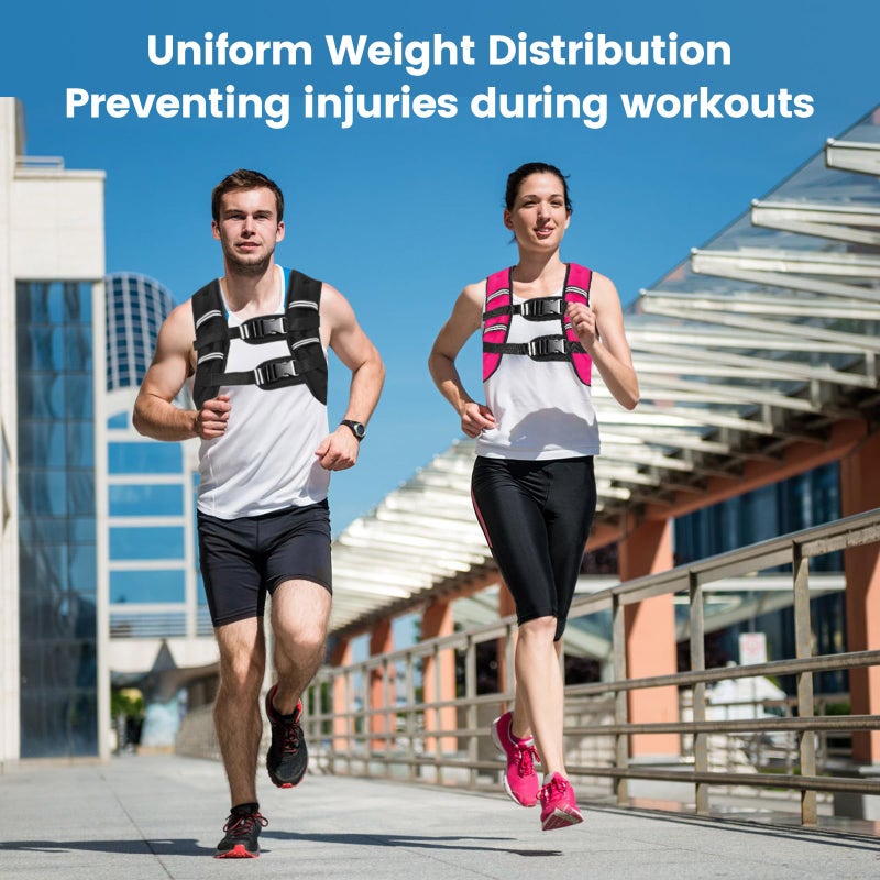Zikopomi 12LB Pink Weighted Vest with Two Adjustment Straps for Men Women, Weight Vest with Reflective Stripes for Workout, Strength Training, Running, Fitness, Muscle Building, Weight Loss - Image 2