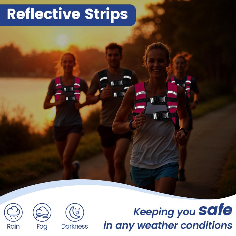Zikopomi 12LB Pink Weighted Vest with Two Adjustment Straps for Men Women, Weight Vest with Reflective Stripes for Workout, Strength Training, Running, Fitness, Muscle Building, Weight Loss - Image 3