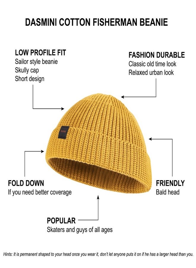 DASMINI Fisherman Beanie,Skull Cap Mens Cotton Beanie Winter hat Small Short Warm Gift (Mustard, Size M) - Image 5