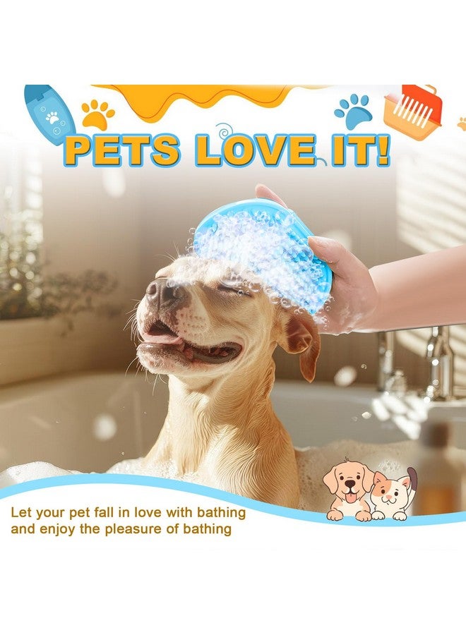 Peehss 3Pcs Dog Bath Brush, Dog Scrubber for Bath, Dog Shampoo Brush Bubble Maker, Dog Paw Washer, dog grooming Massage Brush with Adjustable Ring Handle, dog accessories for Short & Long Hair -Blue - Image 4