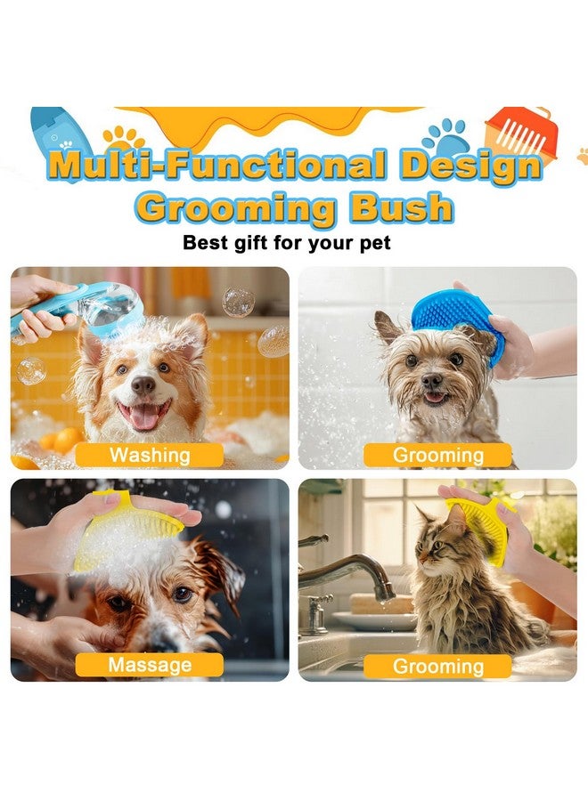 Peehss 3Pcs Dog Bath Brush, Dog Scrubber for Bath, Dog Shampoo Brush Bubble Maker, Dog Paw Washer, dog grooming Massage Brush with Adjustable Ring Handle, dog accessories for Short & Long Hair -Blue - Image 5