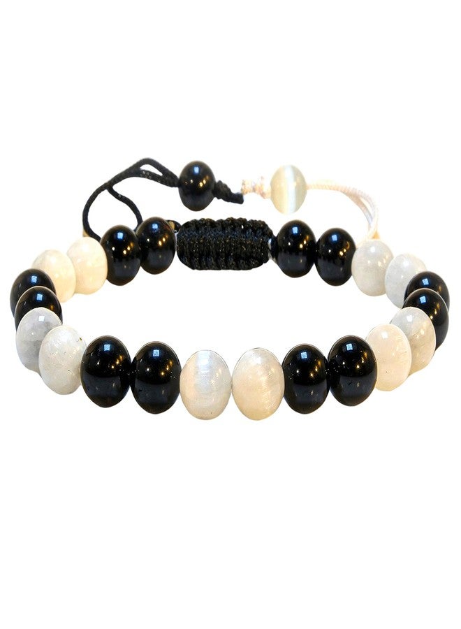 ANAYA AGATE Black Tourmaline Selenite Bracelet for Women & Men Protection Healing Crystal Bracelet 8mm Gemstone Beaded Adjustable Bracelets Pulseras Para Hombres Mujer Stocking Stuffers - Image 1