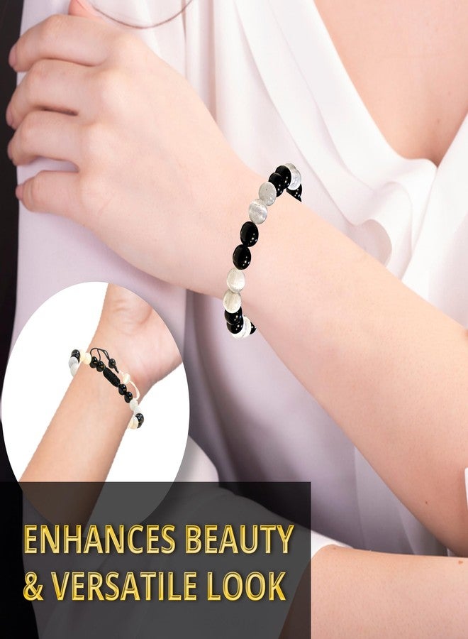 ANAYA AGATE Black Tourmaline Selenite Bracelet for Women & Men Protection Healing Crystal Bracelet 8mm Gemstone Beaded Adjustable Bracelets Pulseras Para Hombres Mujer Stocking Stuffers - Image 3