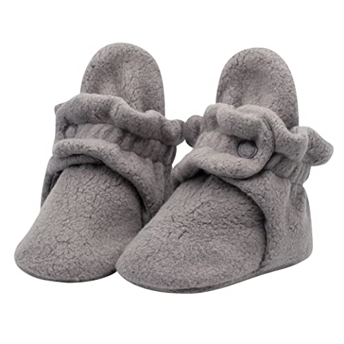 Zutano Unisex Cozie Fleece Baby Booties with Grippers, Baby Essentials, Grey, 24 Months - Image 1