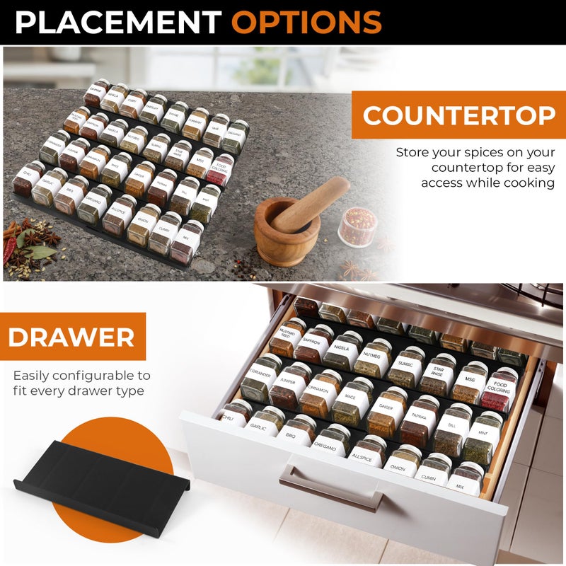 ALCOVA Spice Drawer Organizer, 4 Tier Expandable Spice Rack for Drawer from 9" to 18", Spice Organizer for Drawers and Countertop 8 Pcs Pack (Jars not included) - Image 5
